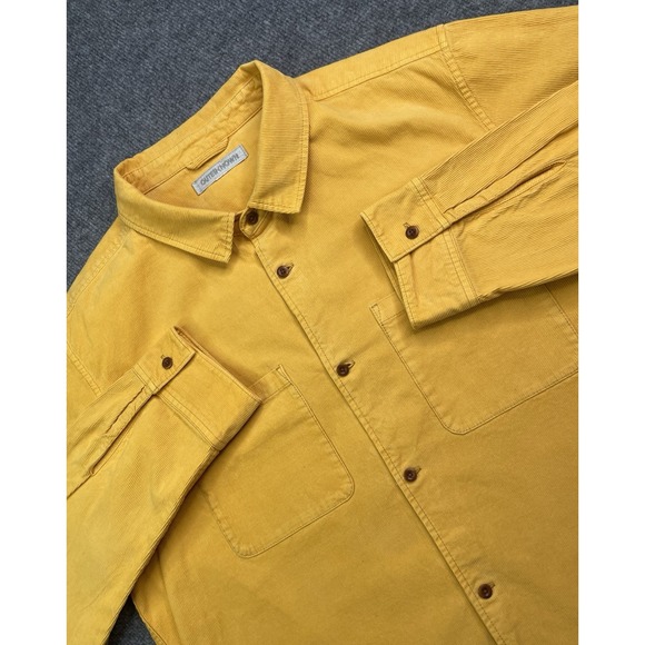 Outerknown Shirt Men's  XXL Corduroy Organic Cotton Yellow Long Sleeve Pockets - Picture 1 of 8